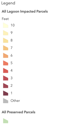 Legend - Parcels - Feet of Sea Level Rise